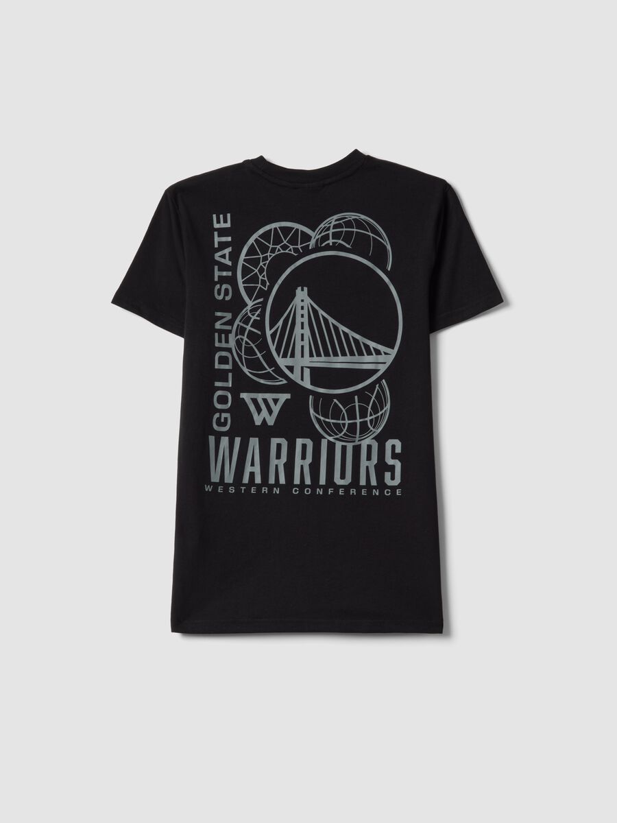 T-shirt in puro cotone nero da ragazzo relaxed fit Warriors_1