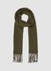 Green viscose-blend scarf with fringes_0