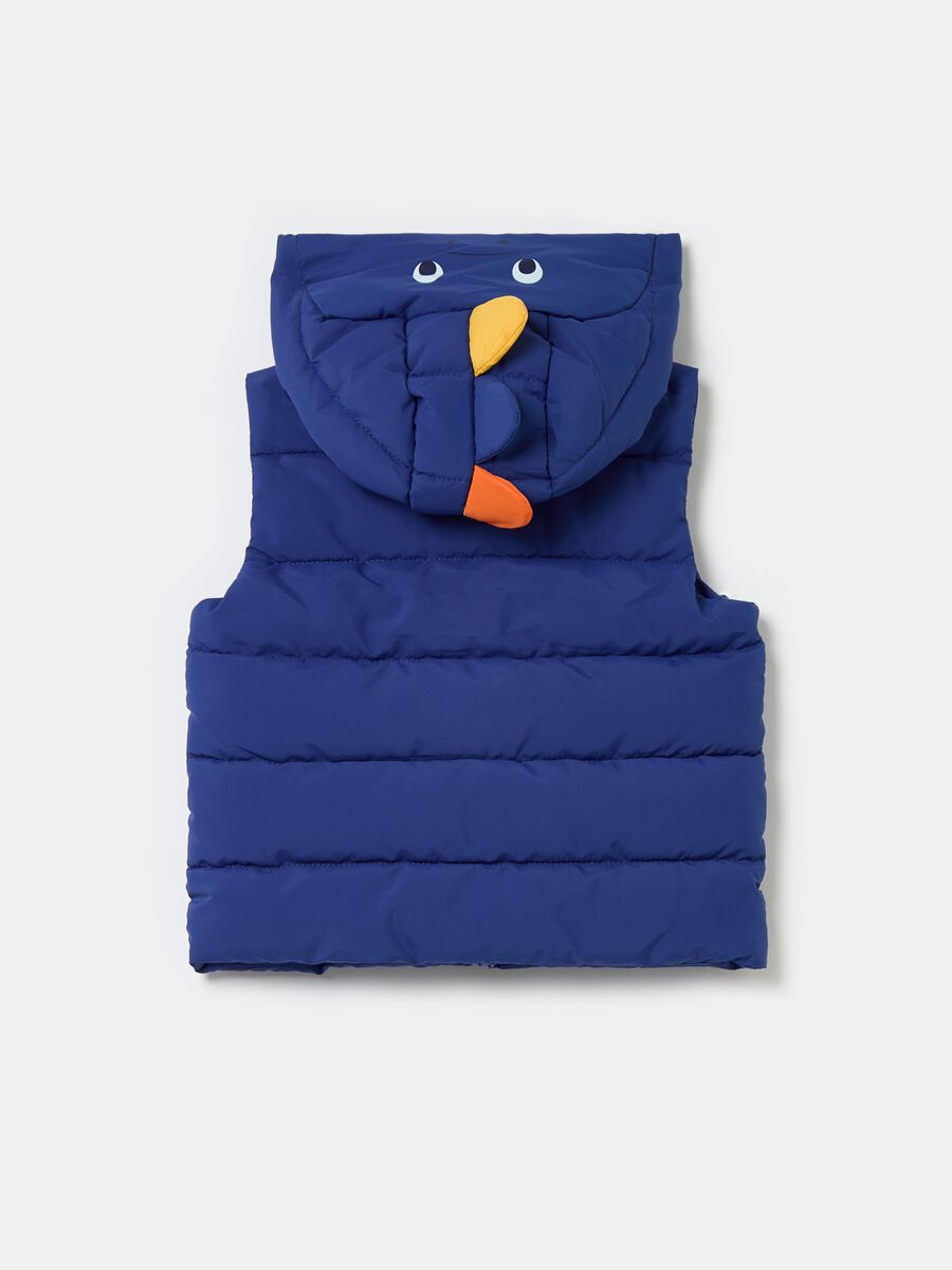 Quilted gilet with hood and applications_1