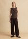 Brown sleeveless viscose-blend top with jewel detail_1
