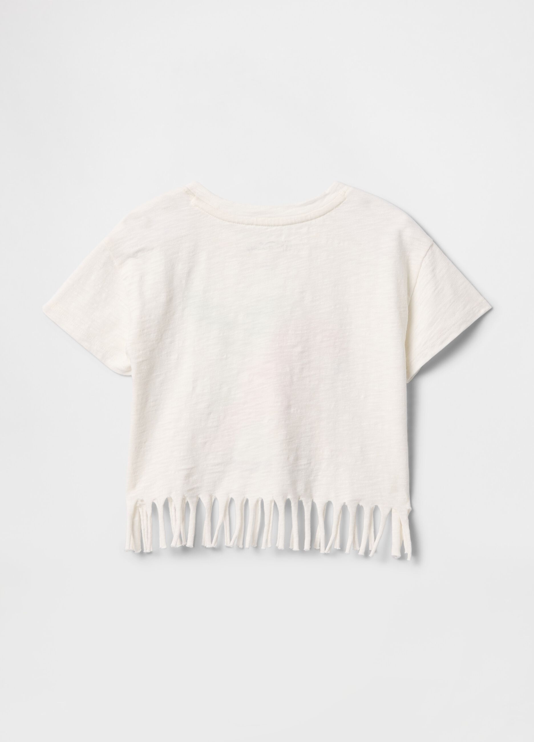 T-shirt a frange con stampa