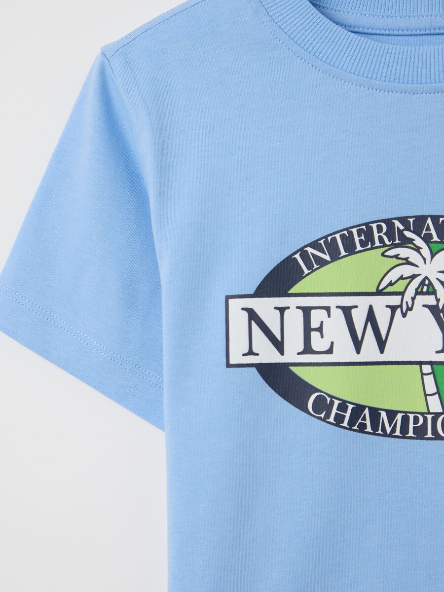 Light blue cotton T-shirt with lettering print_3