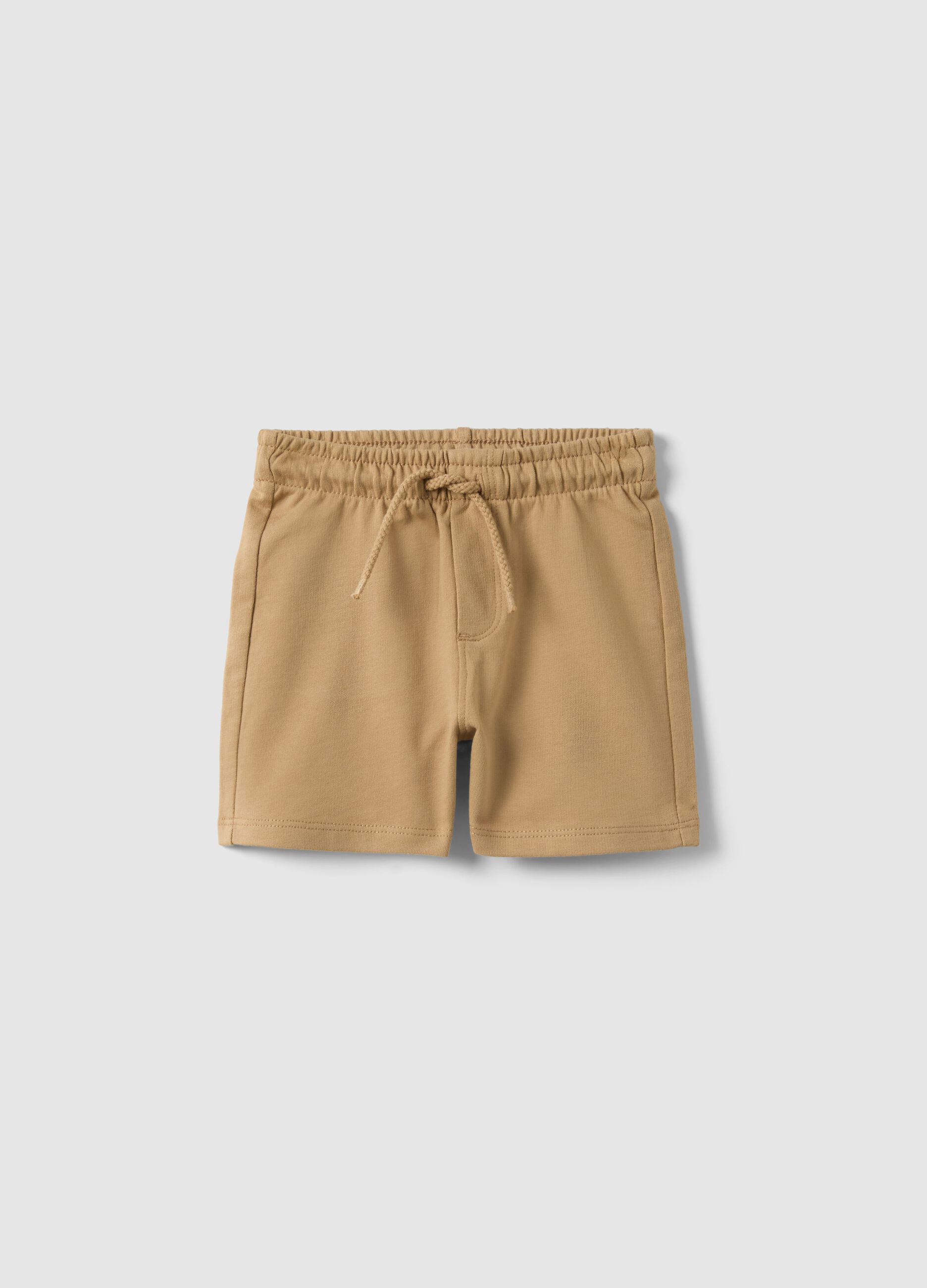 Beige pure cotton shorts for children with a regular fit