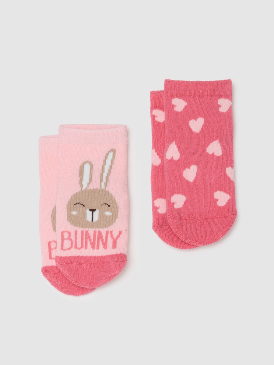Set of pink elasticated cotton baby girl socks_0