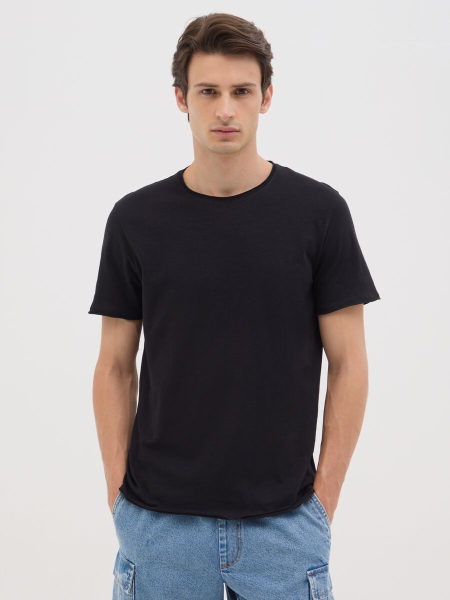 Men's black pure cotton t-shirt regular fit_0