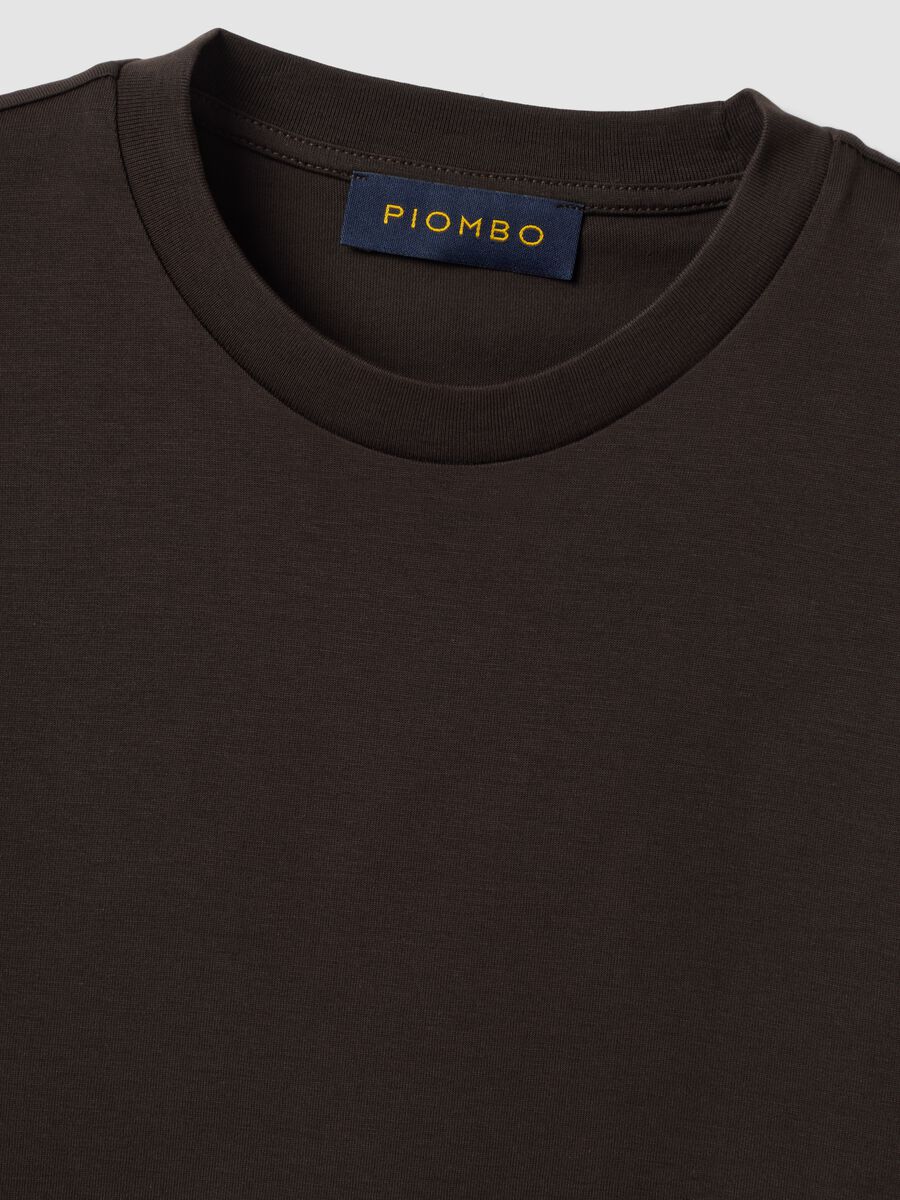 Brown crew-neck T-shirt in pure Supima cotton, regular fit_5