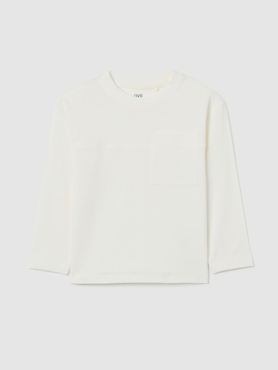 Maglia da bambino in misto cotone elasticizzato bianca regular fit_0