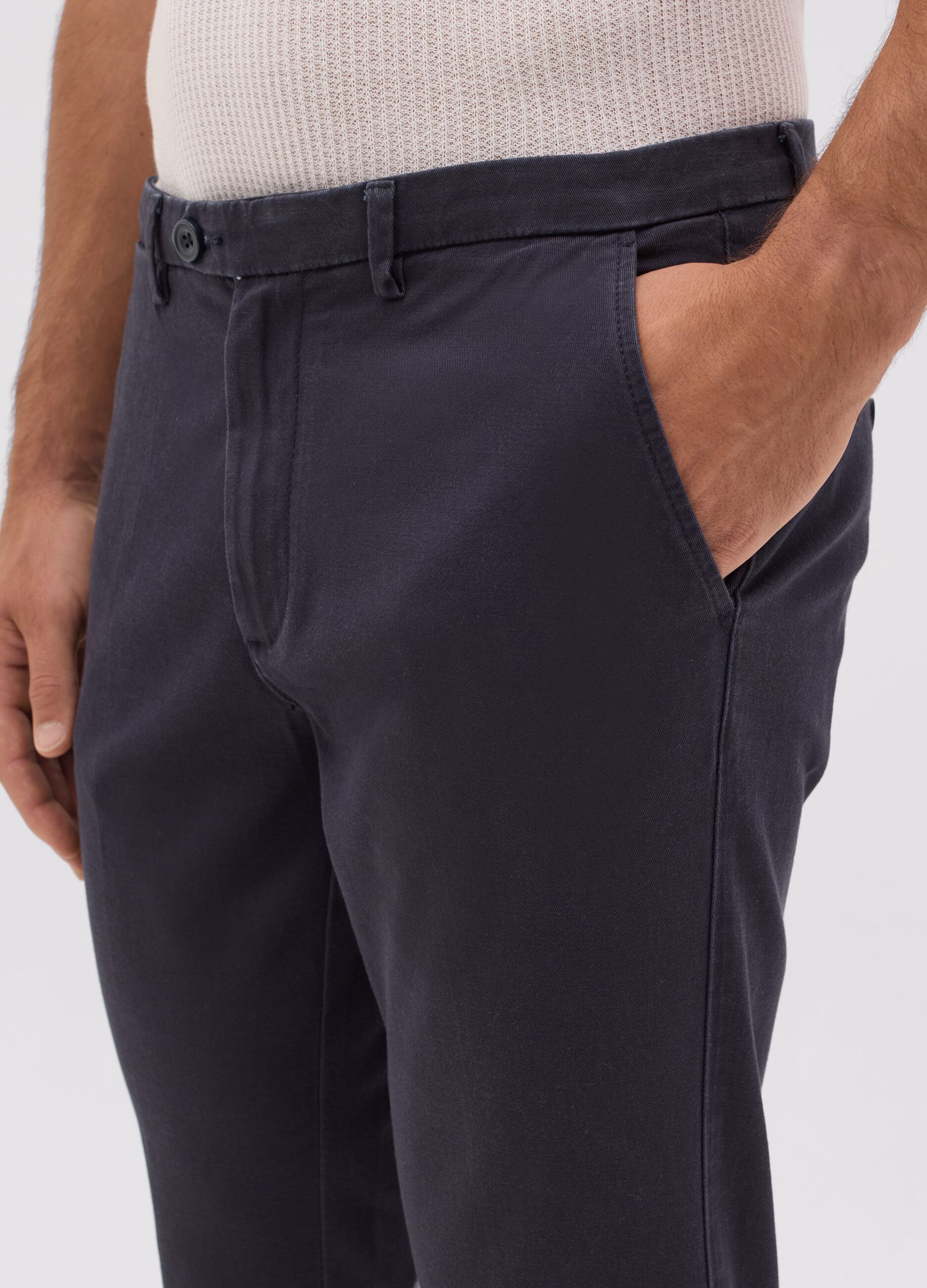 Pantaloni da uomo in cotone elasticizzato blu slim fit