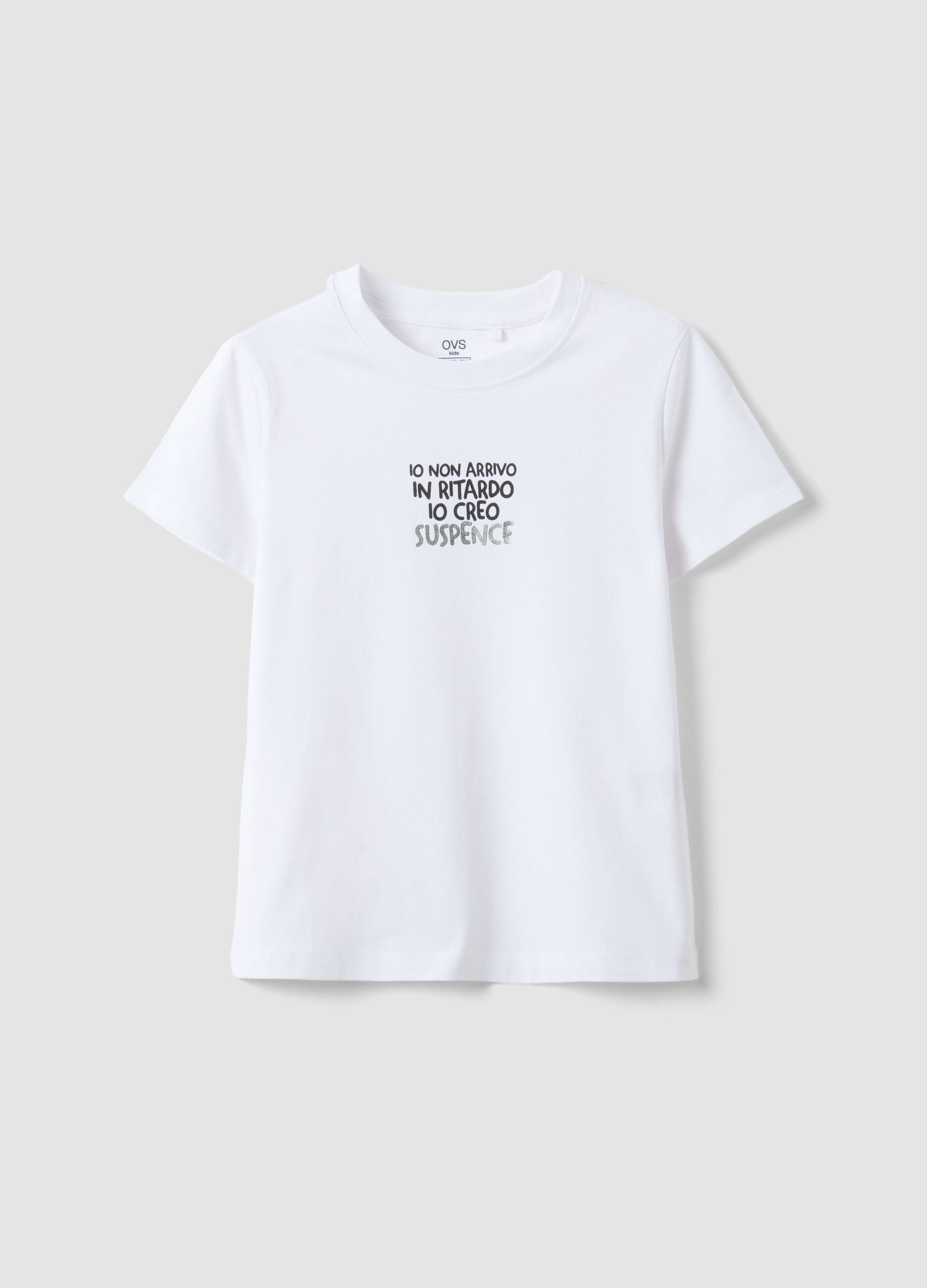 T-shirt in puro cotone bianca da ragazza regular fit con frase