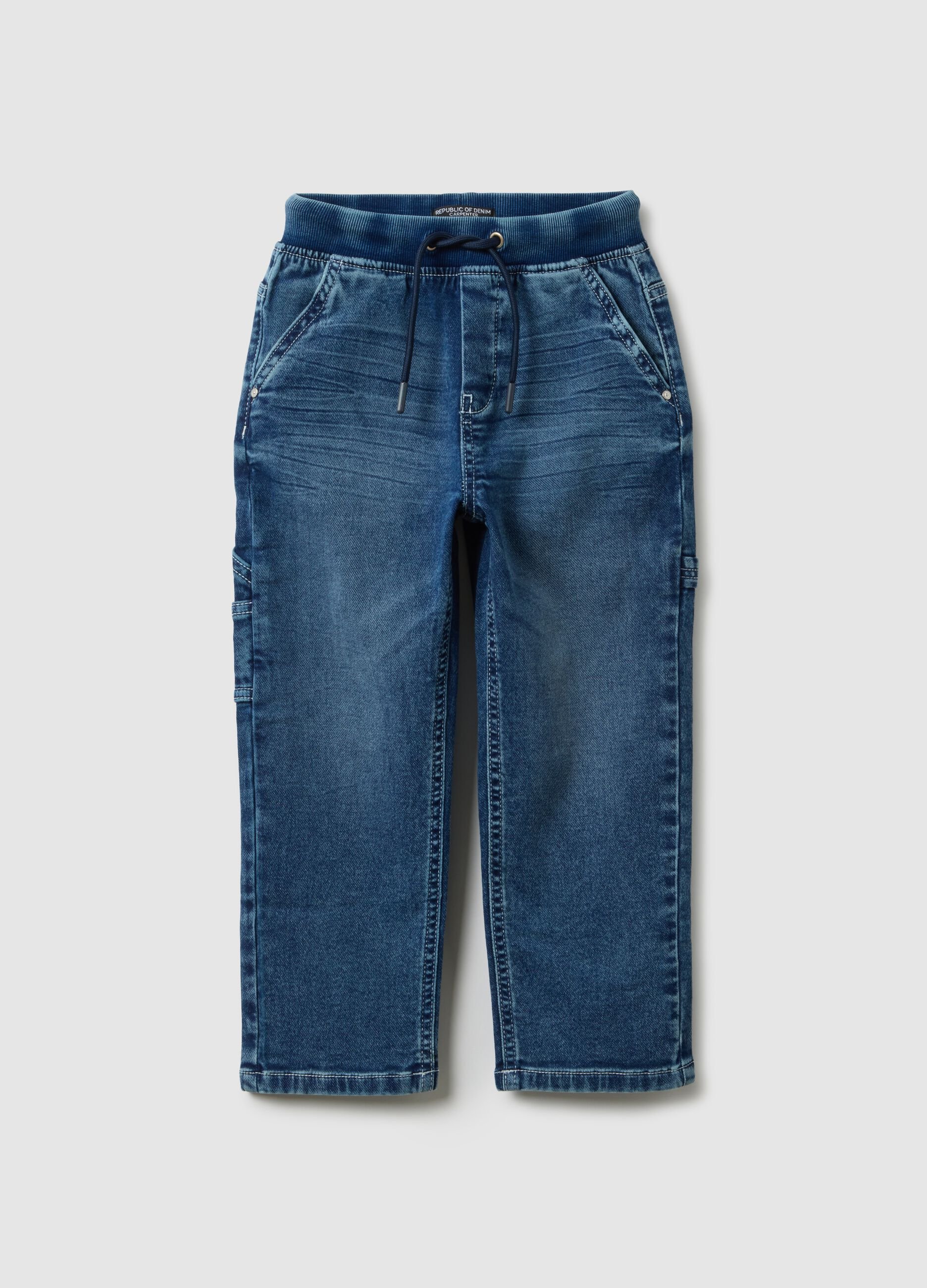 Blue cotton relaxed fit jog denim for kids