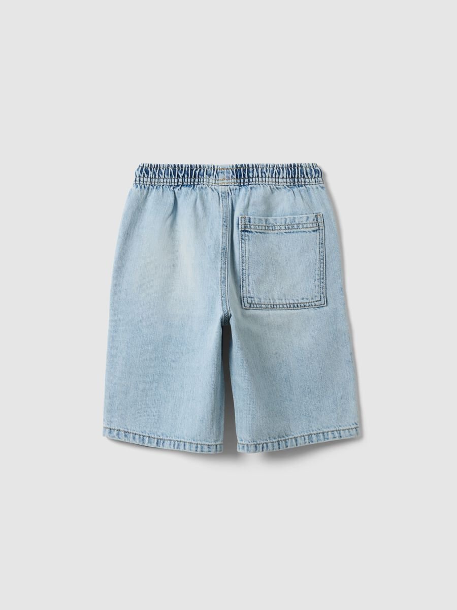 Shorts in puro cotone denim azzurro da bambino wide leg_1