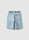 Children's wide leg pure cotton denim shorts in light blue_1