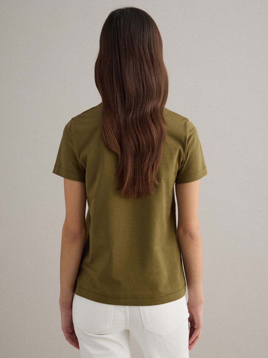 T-shirt girocollo in puro cotone verde regular fit_3