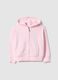 Girl's pink hoodie with zip in pure cotton regular fit_0