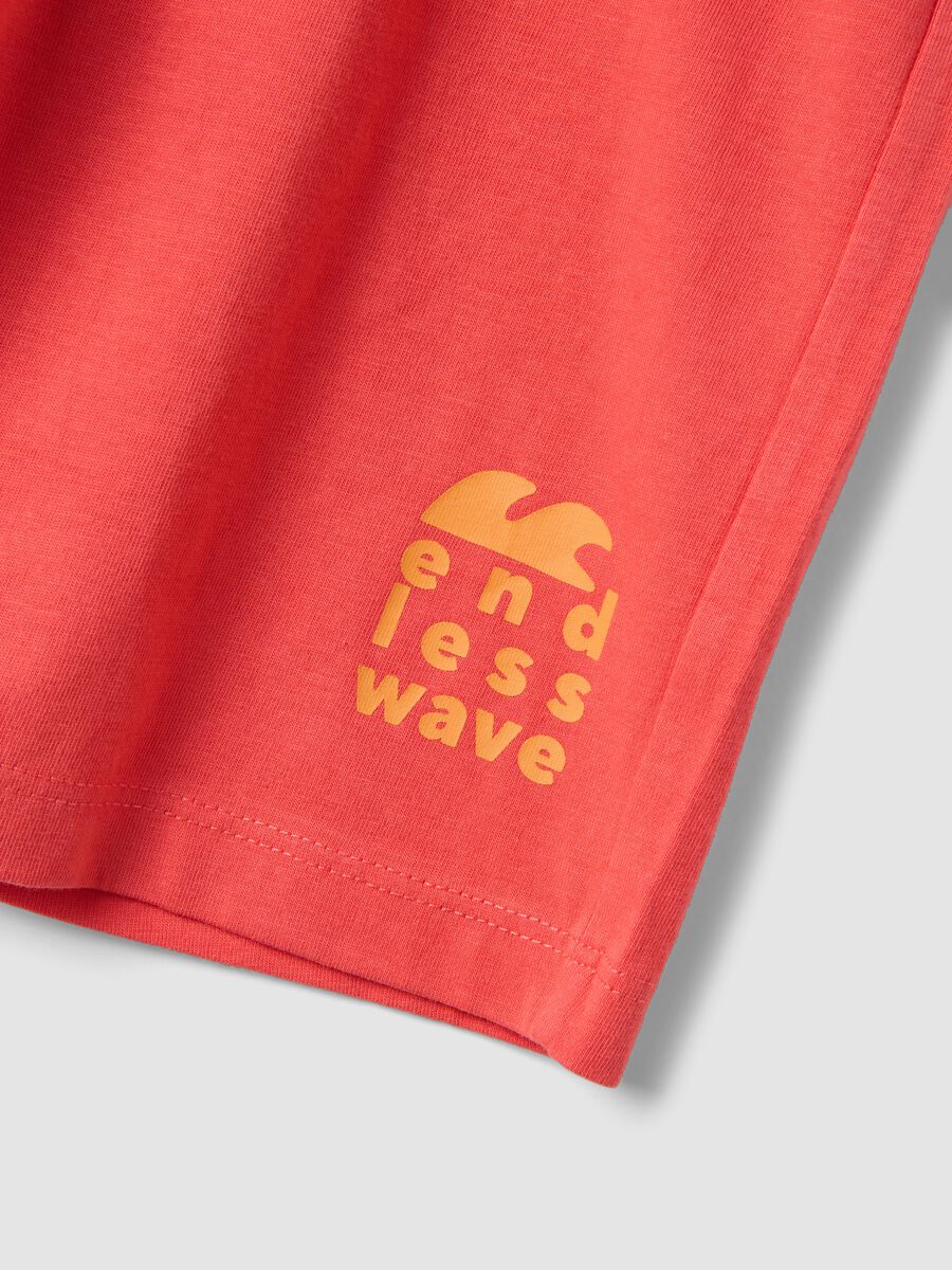 Red organic cotton shorts with elasticated waist_2