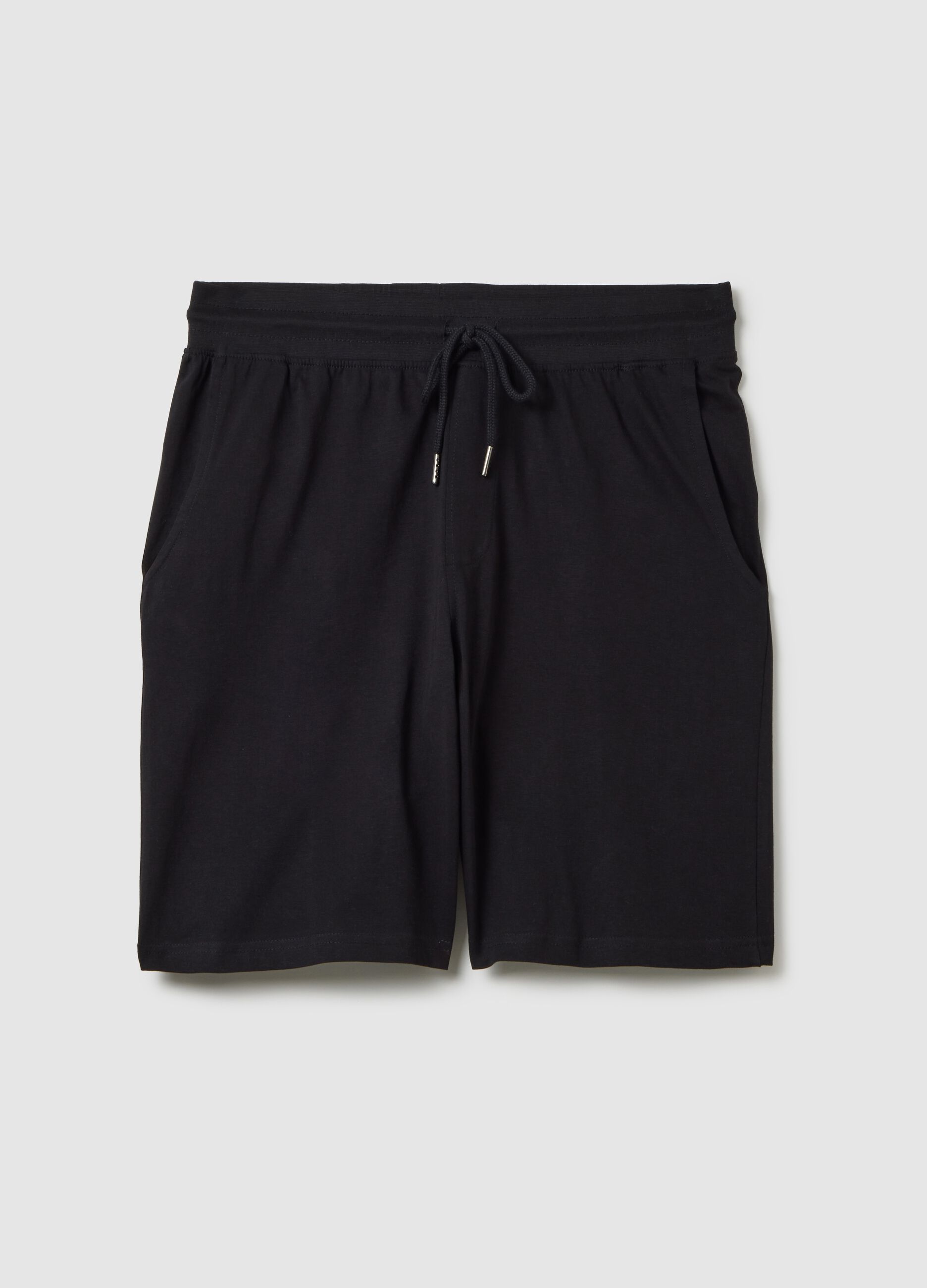 Black regular fit pure cotton pyjamas