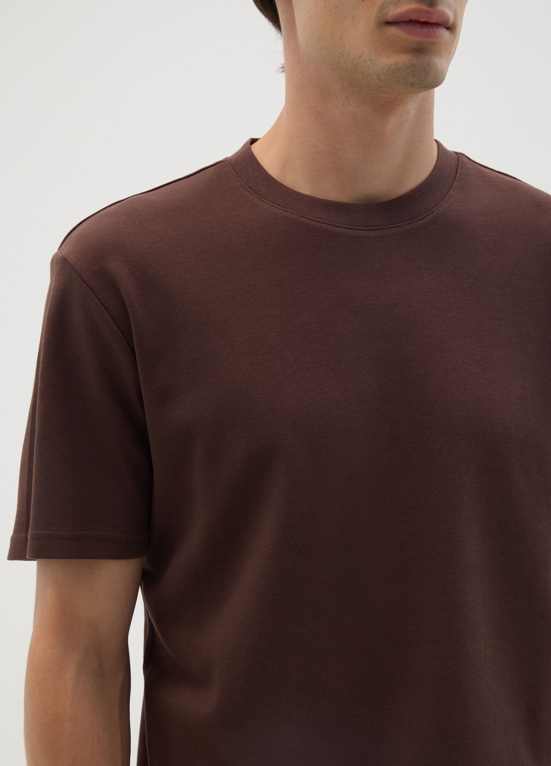 Brown pure cotton T-shirt with relaxed fit