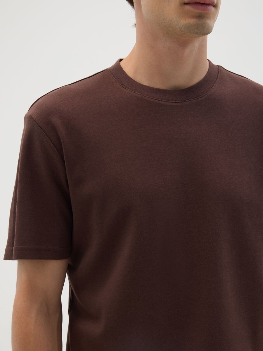 Brown pure cotton T-shirt with relaxed fit_3