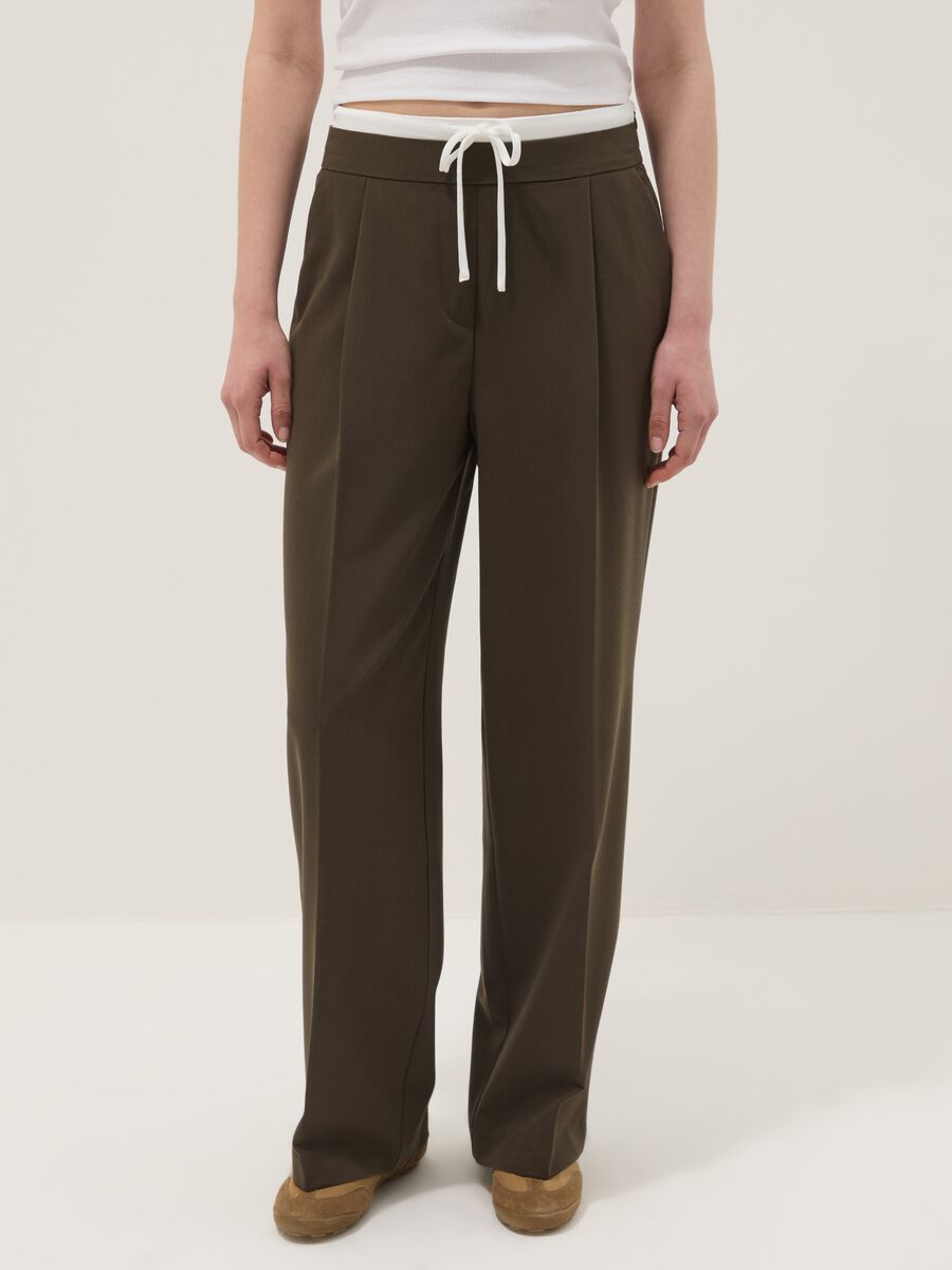 Green jogger trousers with regular fit and elastic waist_1