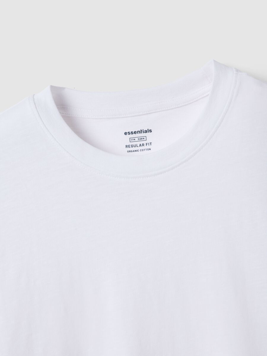 White regular fit pure cotton T-shirt_5