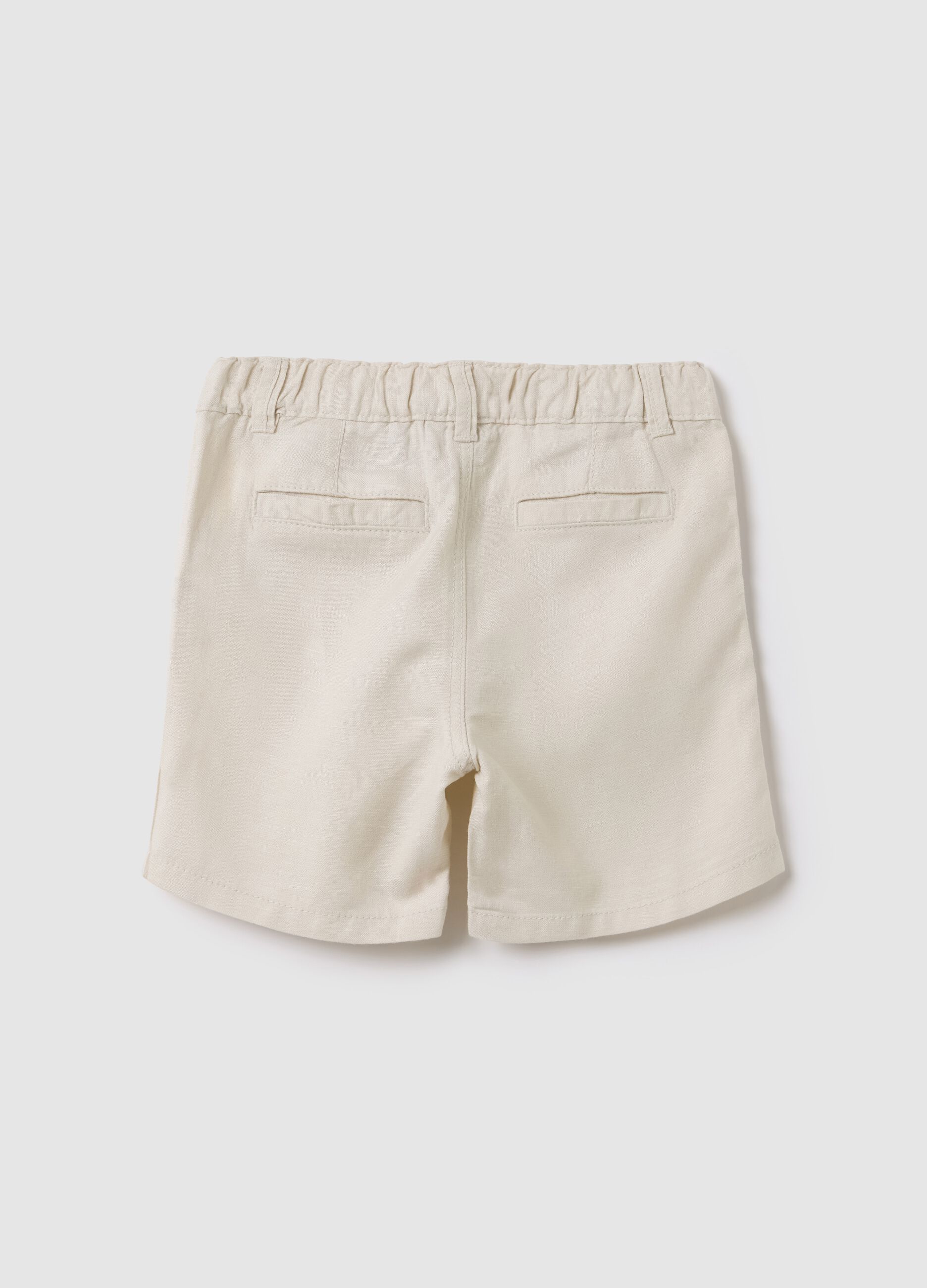 Boys’ beige regular-fit shorts in viscose and linen blend