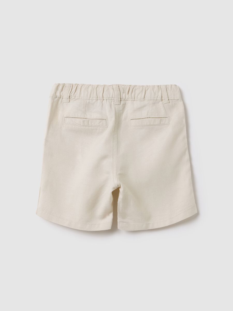 Boys’ beige regular-fit shorts in viscose and linen blend_1
