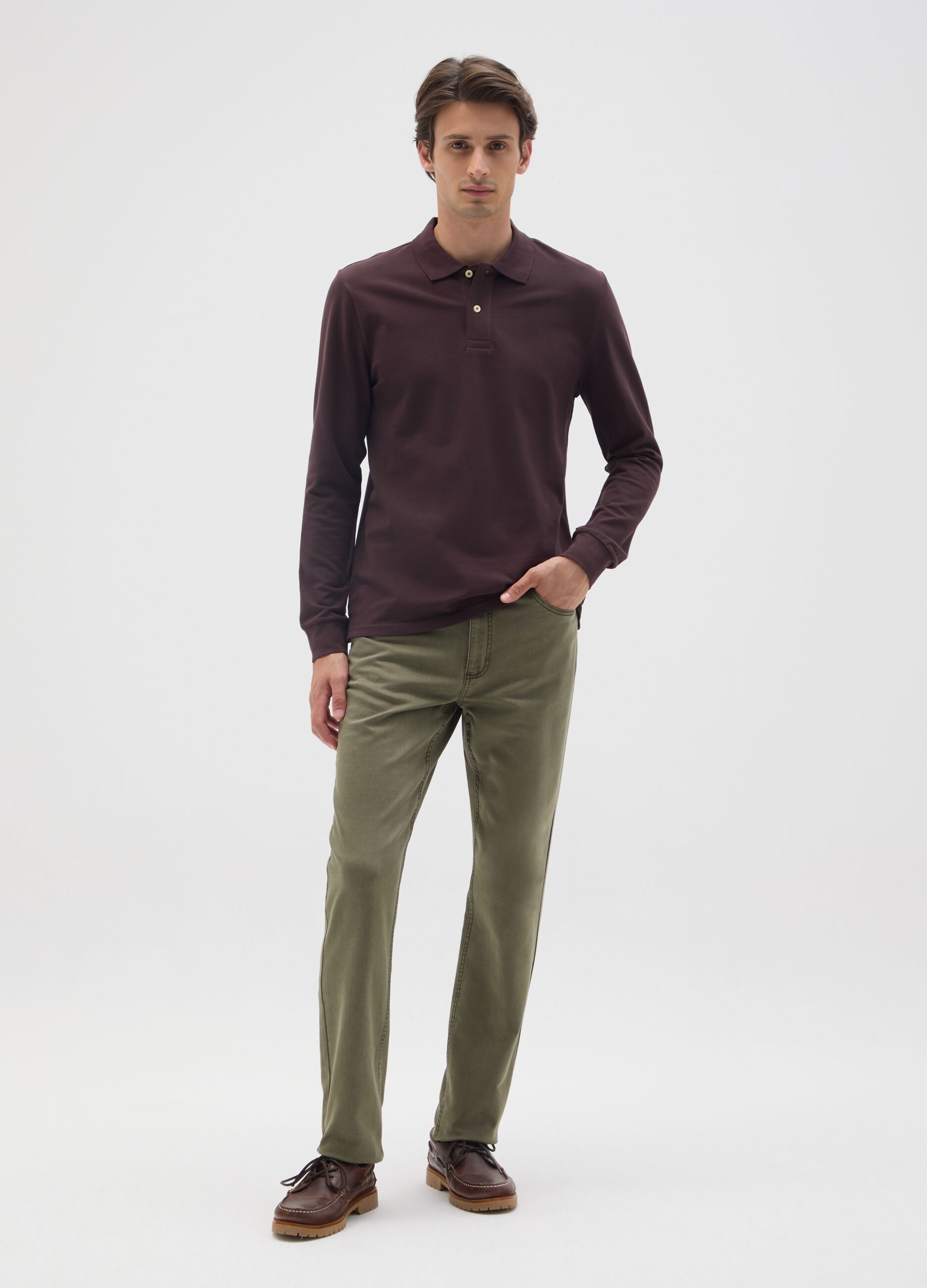 Polo in puro cotone marrone regular fit