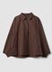 Short brown cotton-blend trench coat with shirt collar_0