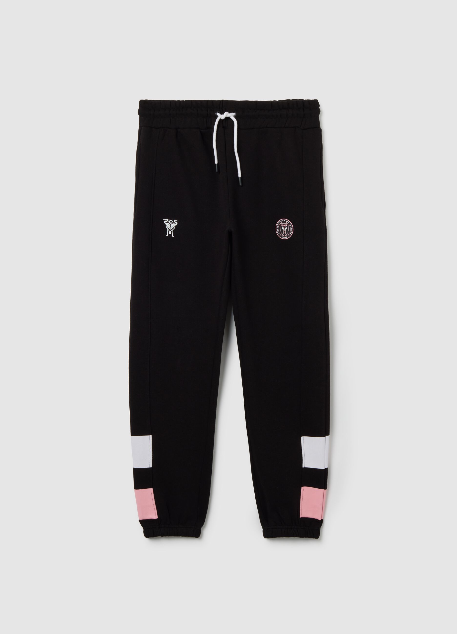 Black cotton blend trousers in regular fit