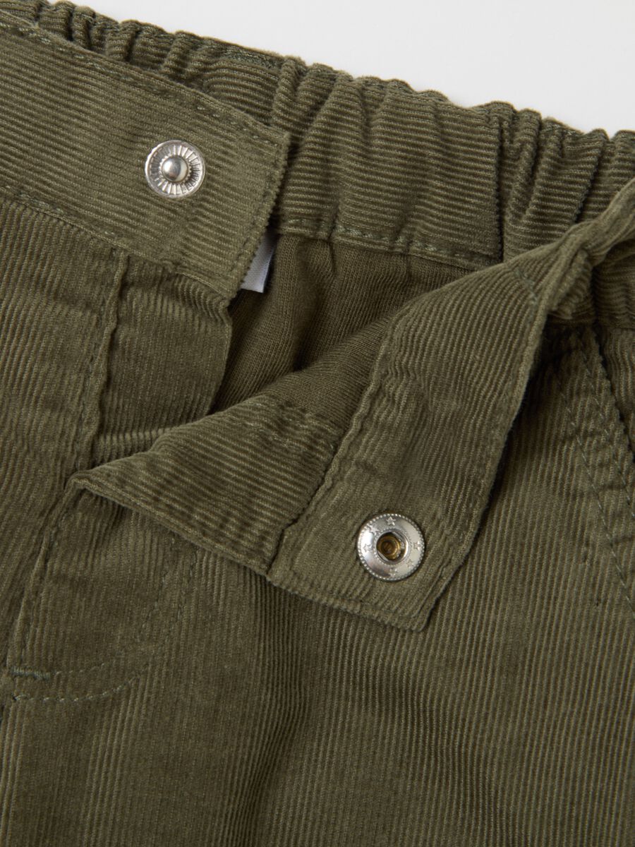 Green Regular Fit Children's Trousers in Pure Cotton_3