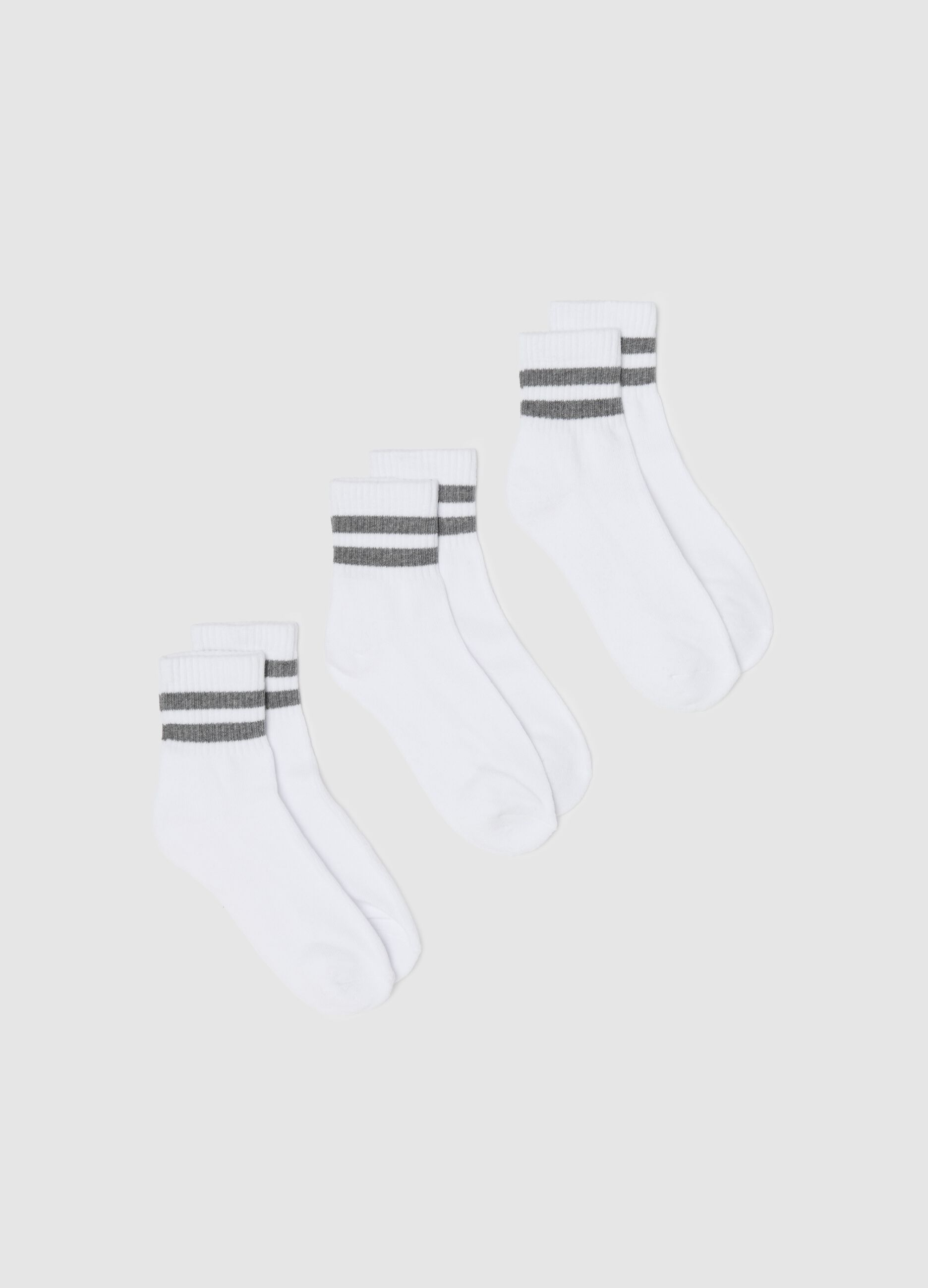 Three-pair pack tennis socks with striped bands
