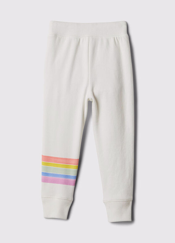 Pantaloni jogger da bambina in cotone bianco con righe