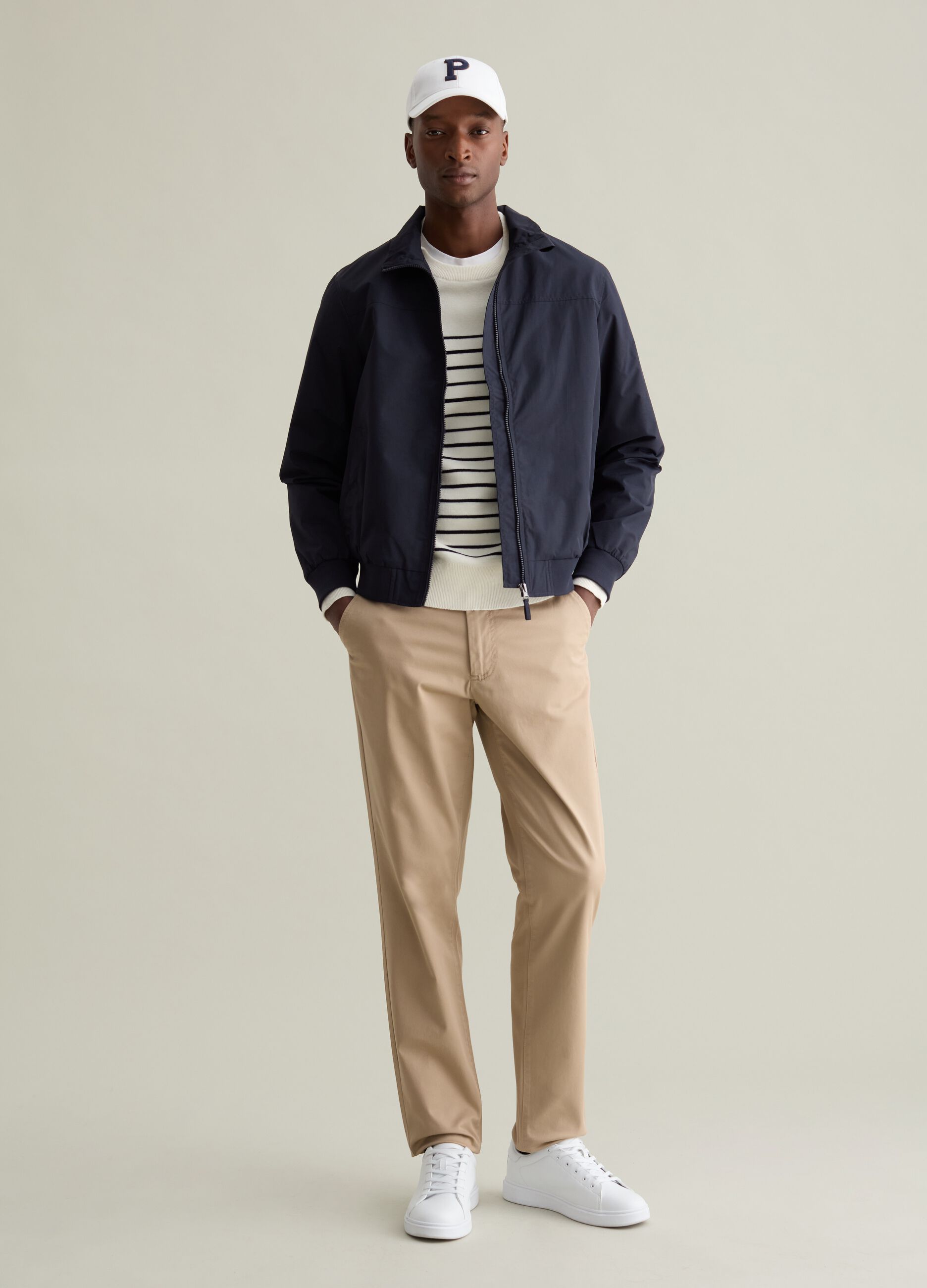 Full-zip bomber jacket with high neck