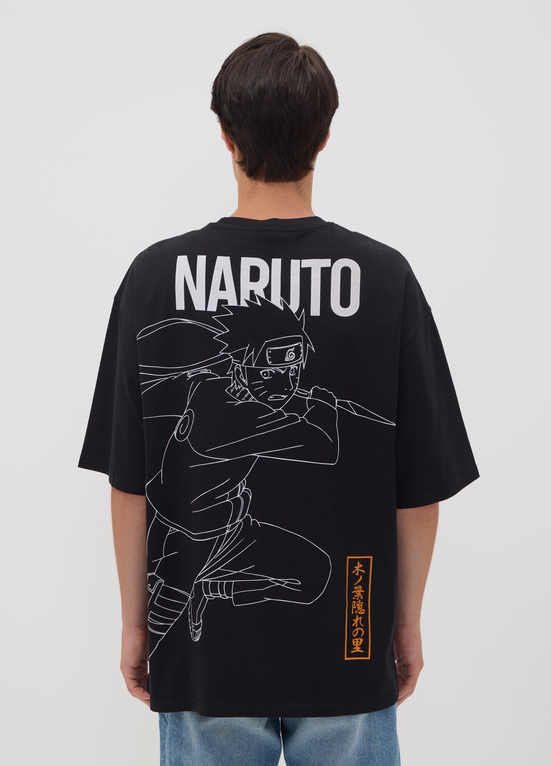 Black 100% Cotton Naruto Print T-Shirt