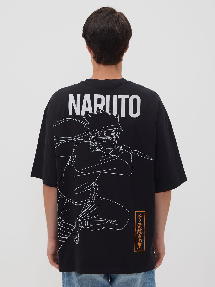 Black 100% Cotton Naruto Print T-Shirt_3