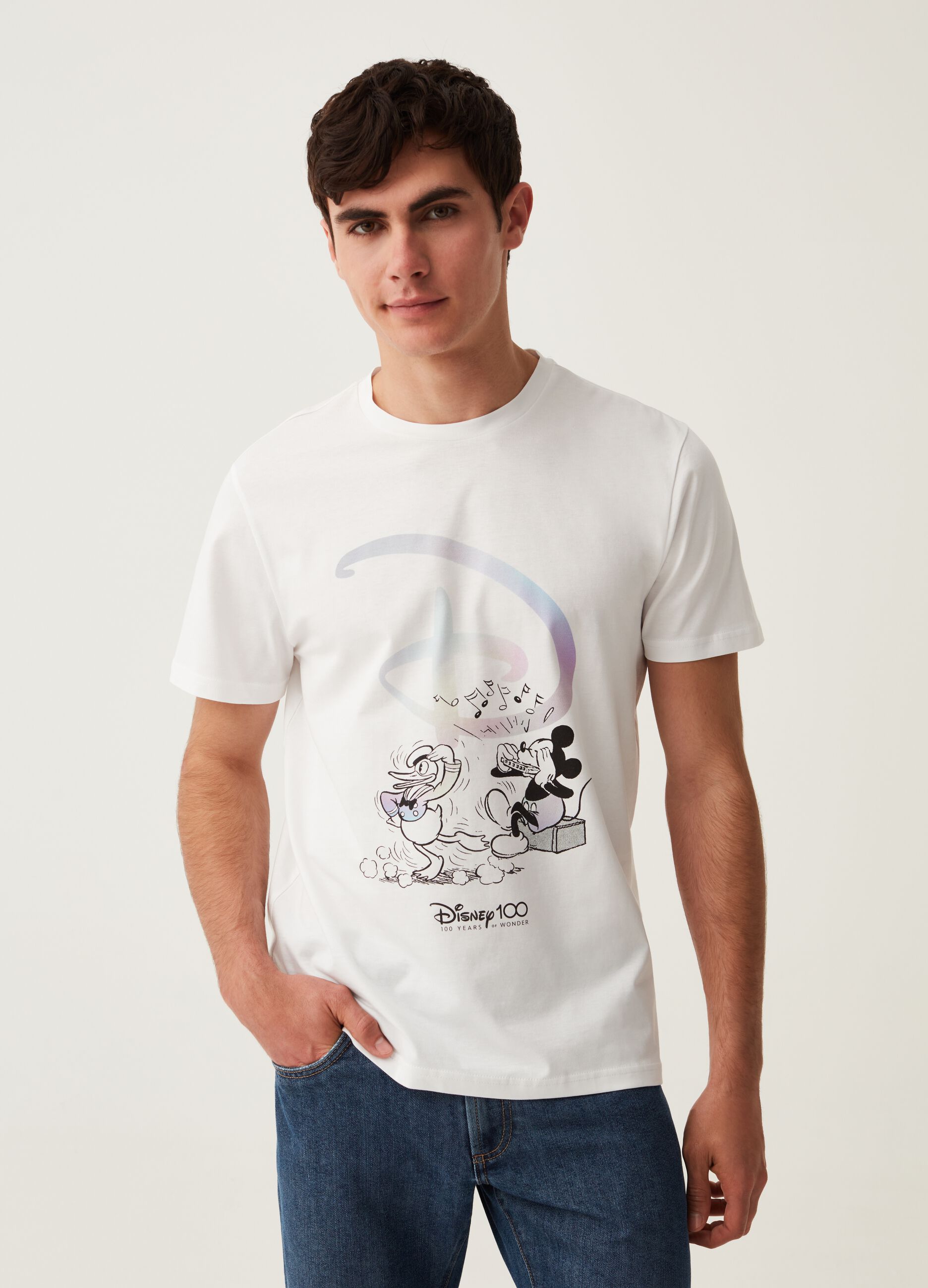 Ovs T-shirt in cotone stampa Disney 100° Anniversario