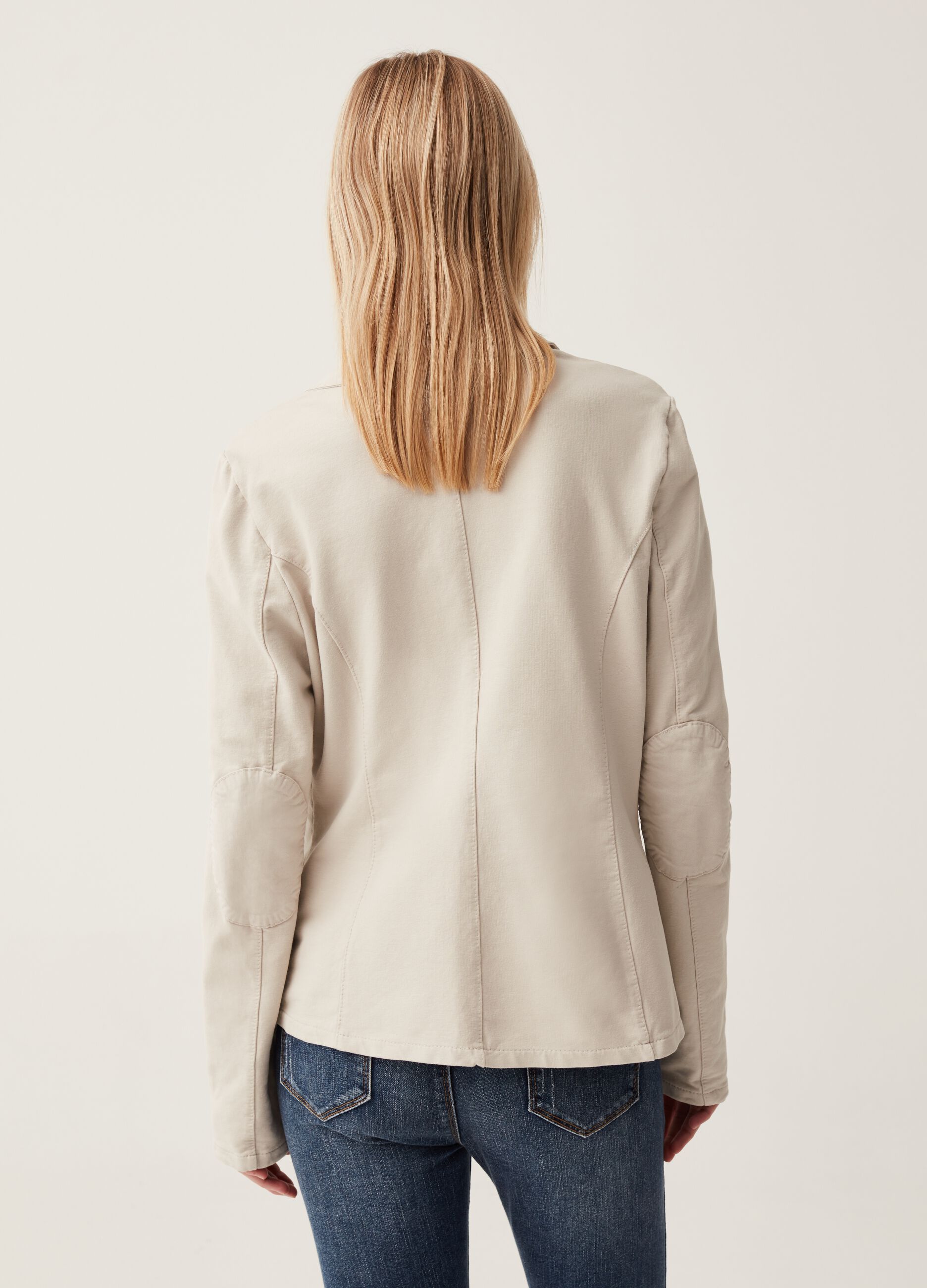 Blazer monopetto in cotone stretch Hybrid_2