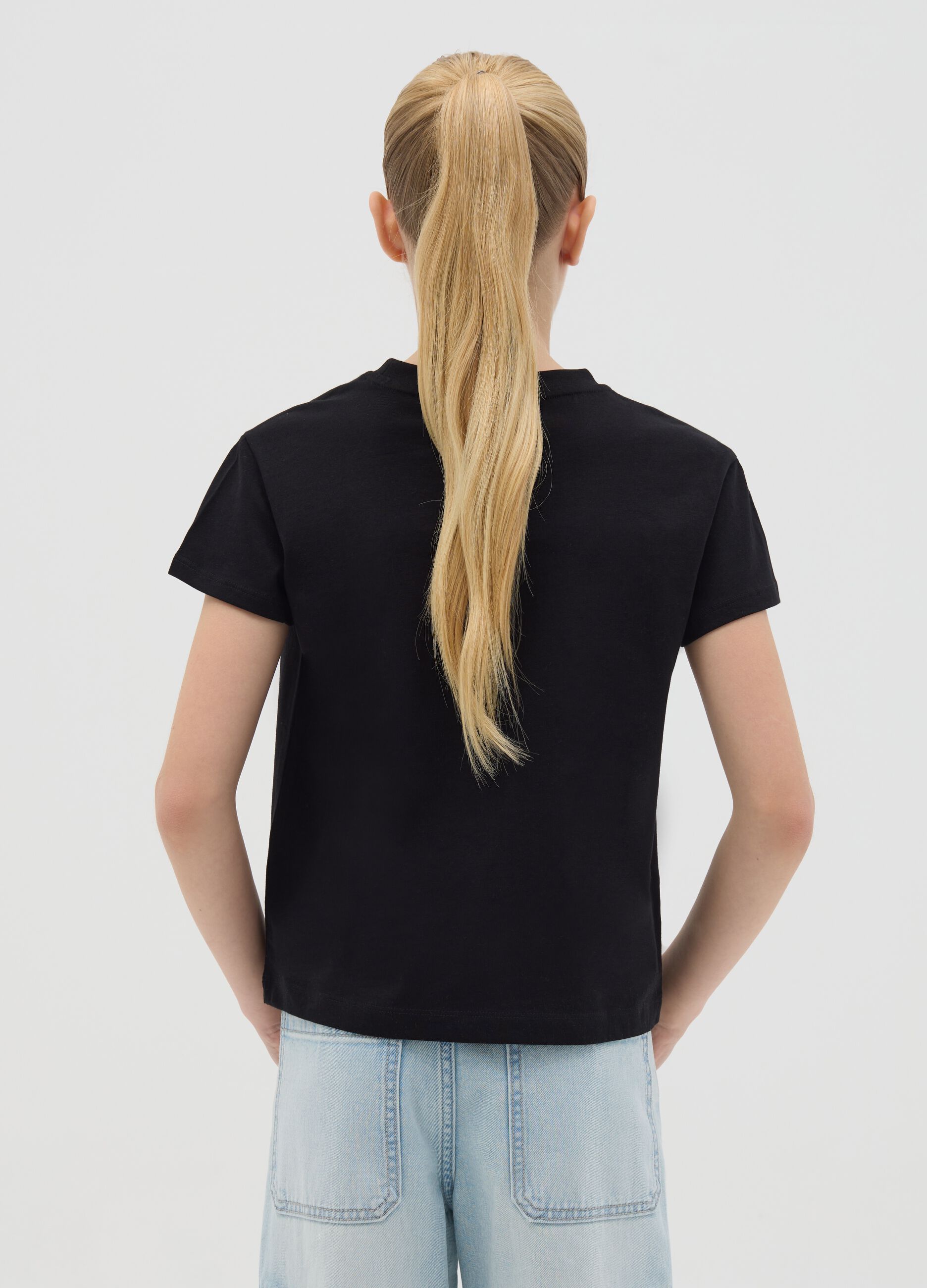 White cotton T-shirt with lettering print