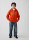 Children's orange cotton-blend hoodie with logo, zip, and hood_1
