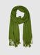 Green viscose and linen blend scarf with fringes_0