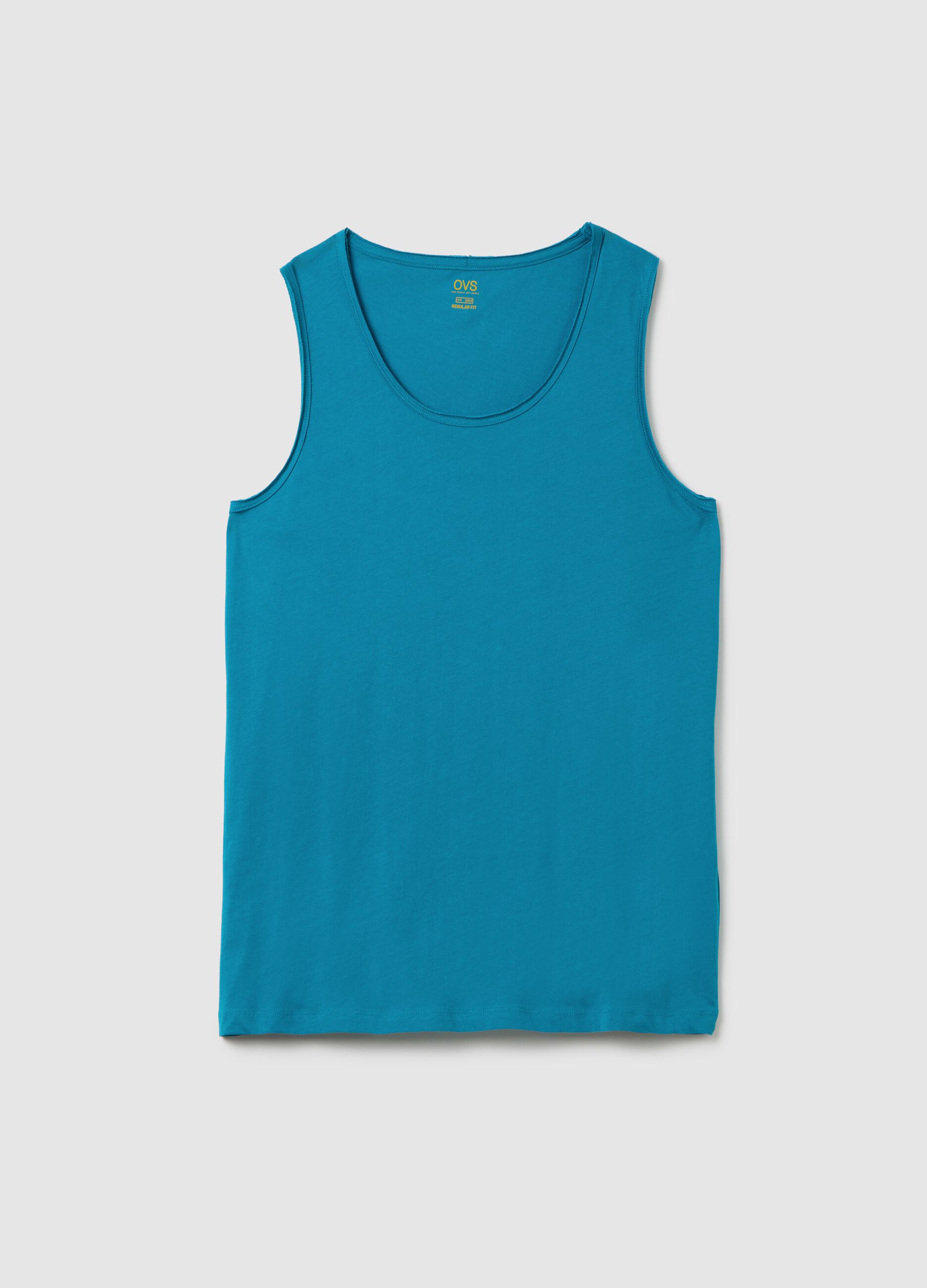 Canotta da uomo in puro cotone blu regular fit