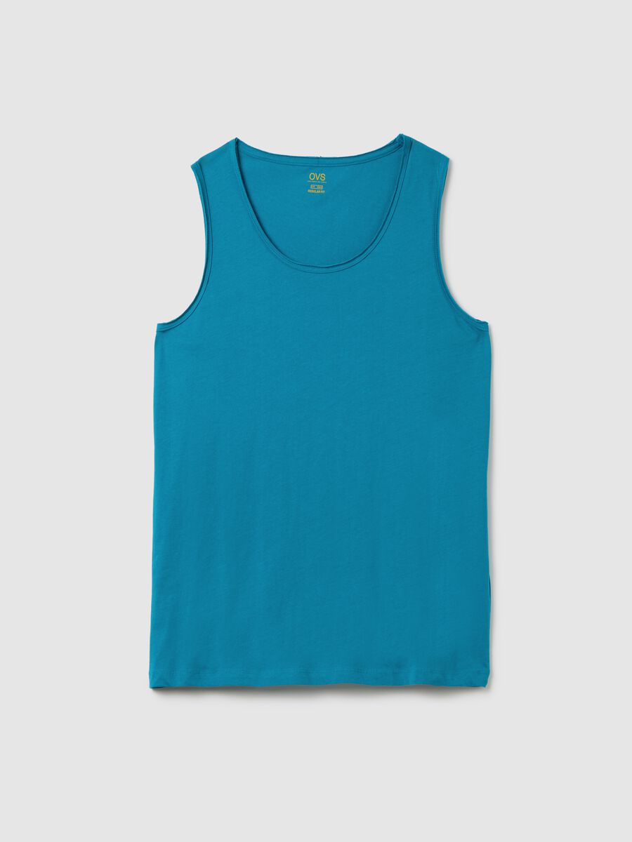 Men's blue pure cotton tank top regular fit_4