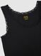 Regular fit black stretch cotton vest with lace trim_1