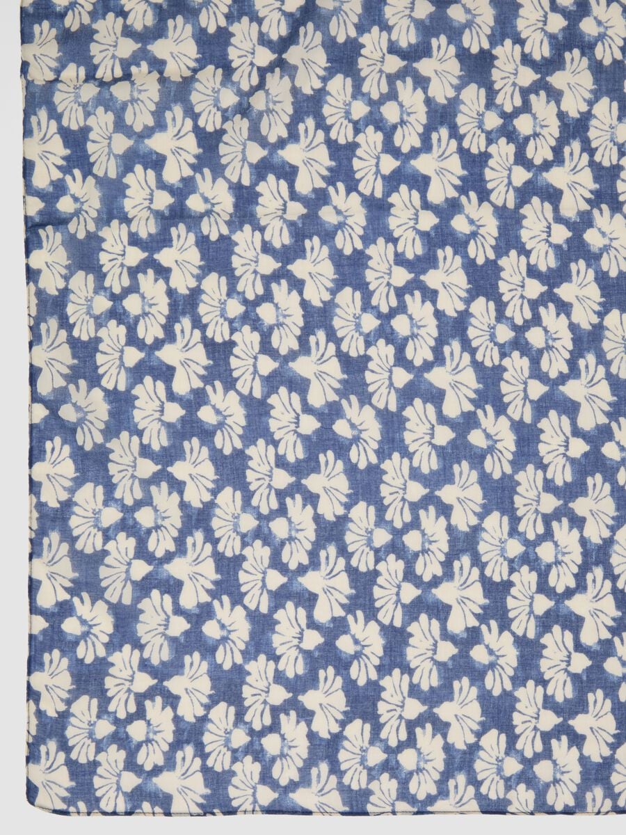 Blue pure cotton sarong with floral print_3