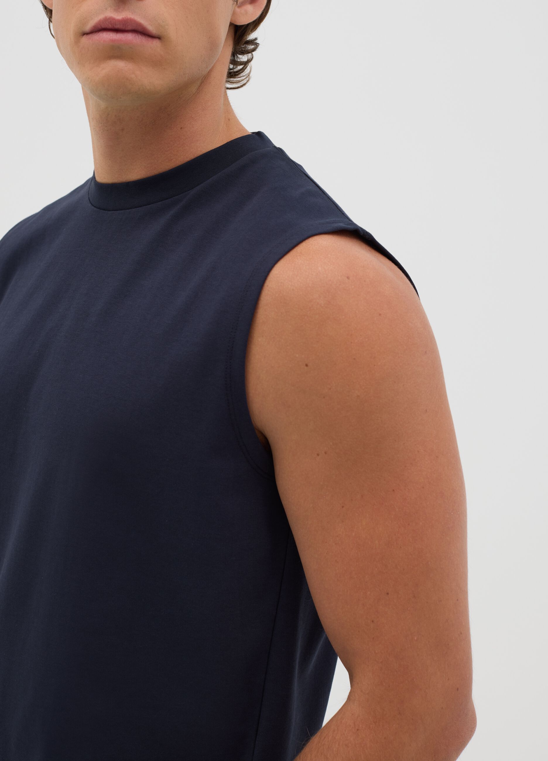 Canotta da uomo in misto blu relaxed fit