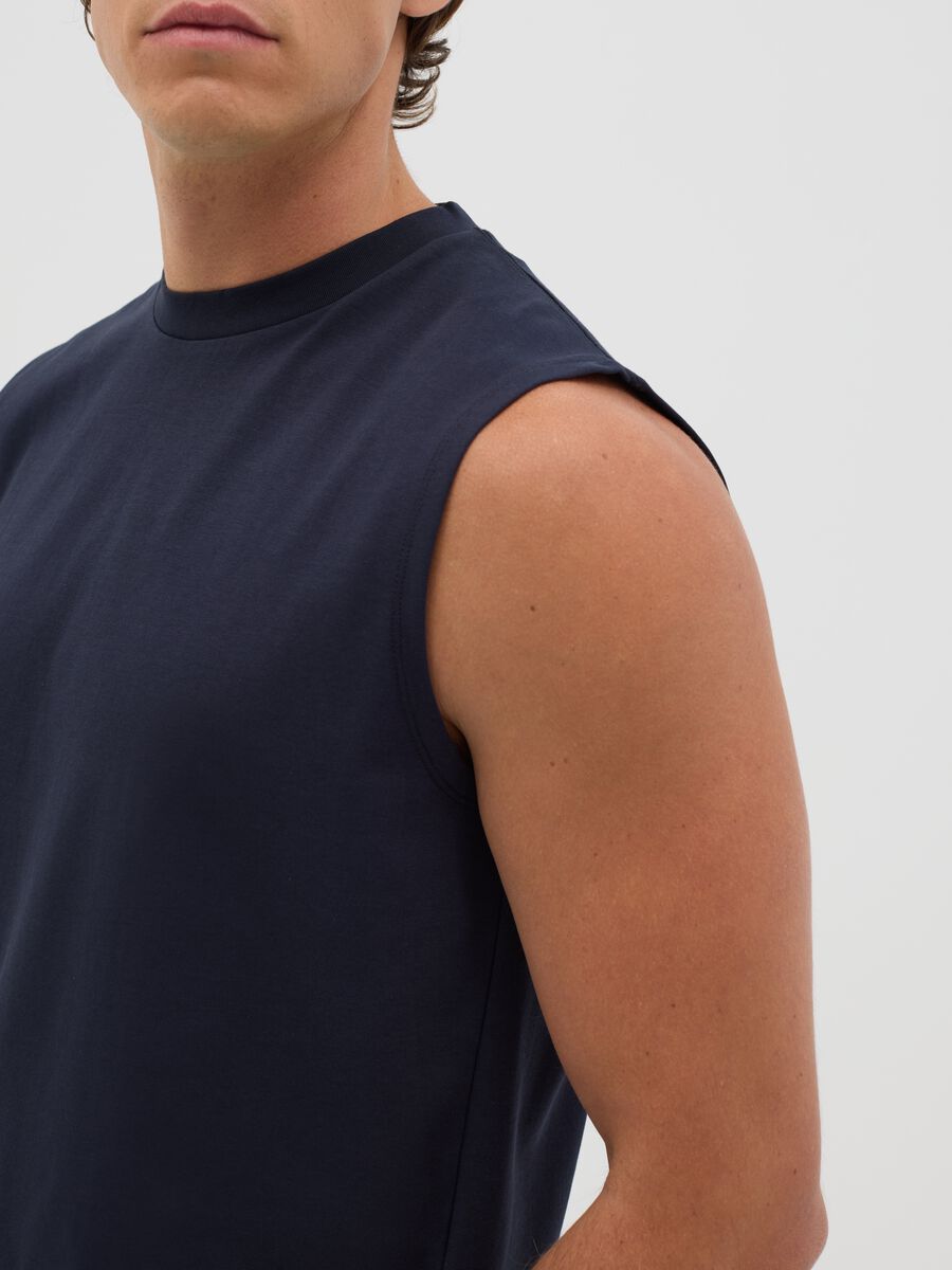 Men's blue casual fit tank top_3