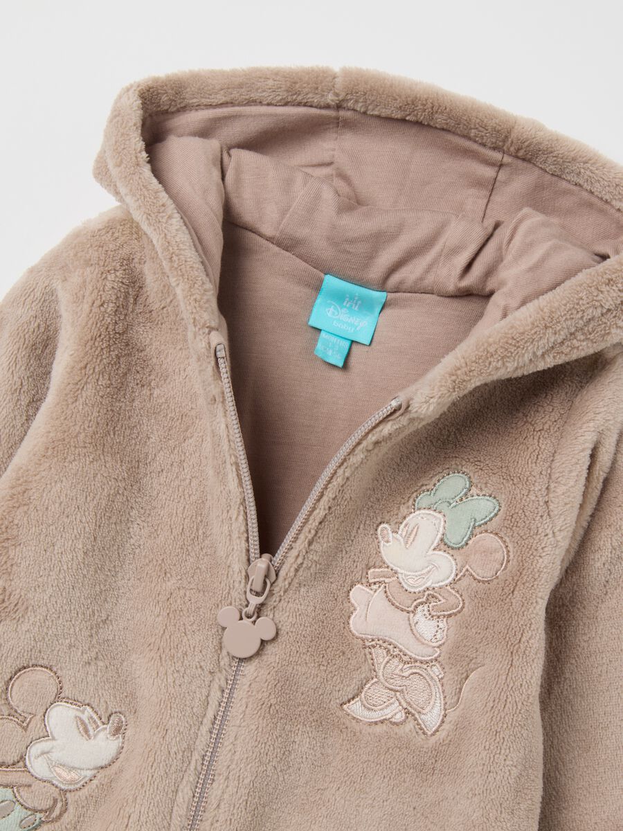 Tutina da neonato in pile beige con cappuccio_2