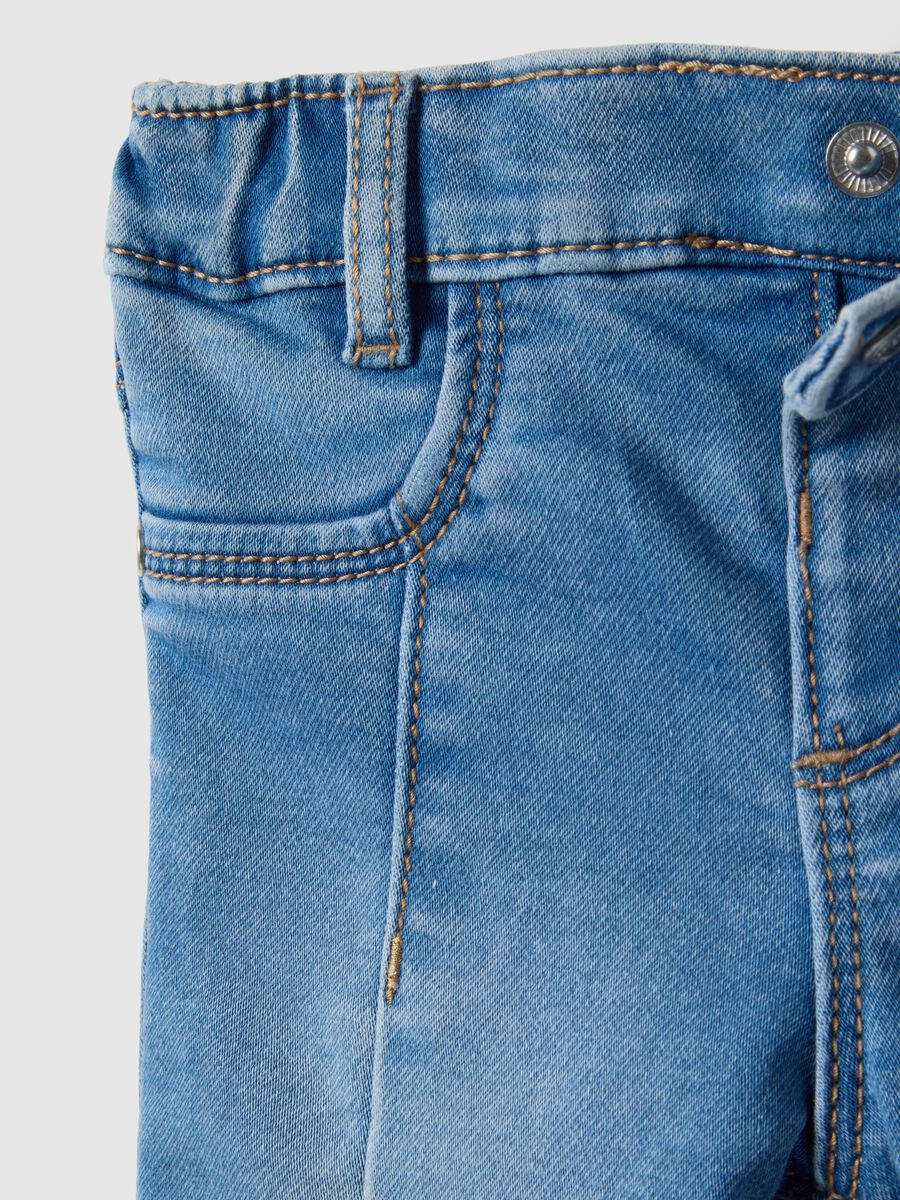 Baby girl's blue cotton blend wide leg jeans_3