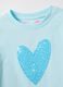 Blue stretch cotton regular fit heart t-shirt for girls_2