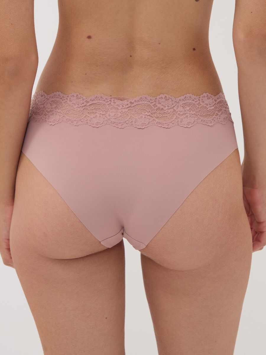 Slip rosa in microfibra elasticizzata con pizzo_2